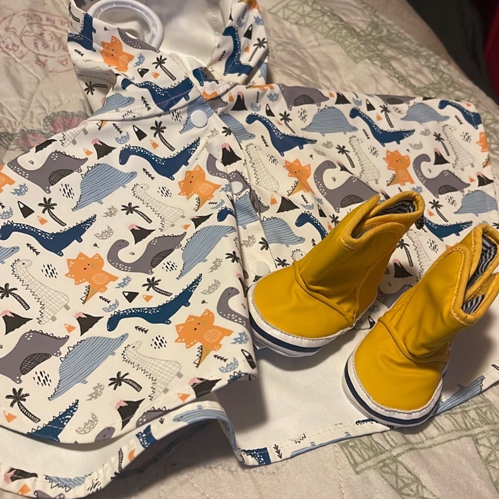 Baby rain poncho and rain boots